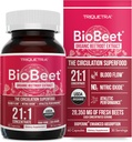 BioBeet® Max Strength Beet Root Capsules - 21:1 Concentrate, Each Serving Derived from 28,350 mg Organic Beetroot - Absorption Enhancement with BioPerine® Black Pepper Extract (60 Capsules)