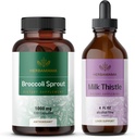 HERBAMAMA Broccoli Sprout and Milk Thistle Kit - Bundle of 1000 mg Broccoli Sprout Capsules & Milk Thistle Extract 4 fl oz - Vegan, Non-GMO, Sugar & Alcohol-Free - 2 Pack