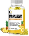 (1 Pack) Magnesium Glycinate Gummies, High-Absorption Magnesium Supplement with Calcium & Vitamins, Support Bone, Muscle, Night, Memory & Mood, Vegan, Non-GMO, 60 Counts, Pineapple Flavor