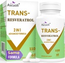 99% Ultra Purity Trans-Resveratrol 1100mg, 3-in-1 Advanced Formula Organic Resveratrol Supplement, Max Antioxidant, Anti-Aging, Skin Health, Cell Repair, Boost NAD+, Immune & Energy, 60 Caps
