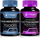 WELLNESS LABSRX Resveratrol Capsules 10000mg - Nattokinase Supplement Capsules - 5000 FU