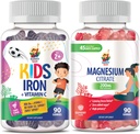 Magnesium Gummies for Adults & Iron Gummies for Kids & Adults - Iron Vitamins with Vitamin C.