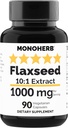 MONOHERB Flaxseed Extract 1000 mg - 90 Vegetarian Capsules