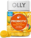 OLLY Probiotic Gummy, Immune and Digestive Support, 1 Billion CFUs, Chewable Probiotic Supplement, Mango, 25 Day Supply - 50 Count