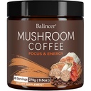 Mushroom Coffee, 6 Adaptogenic Mushrooms with Lion's Mane, Cordyceps, Turkey Tail & More, Instant Mushroom Coffee for Focus, Energy, Immune & Digestion Support