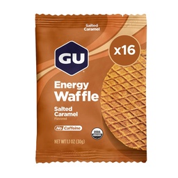 GU Energy Stroopwafel Salty's Caramel Sports Nutrition Waffle, Caffeine-Free, and Kosher dairy, On-the-Go Energy for Any Workout, 16 Count