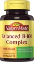Nature Made Balanced B-100 Timed Release (Thiamin, Riboflavin, Niacin, B6, B12, Biotin, Pantothenic Acid & Folic Acid) Tablets 60 Ct