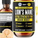 HERBIFY Lions Mane Supplement - Daily Mushroom Supplement for Memory, Focus & Clarity - Brain Booster - Lions Mane Tincture for Immune Support - 4 Fl oz