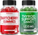 Tart Cherry (90 Gummies) Uric Acid Level Support for Adults - Powerful Antioxidant with Celery Seed and Thyroid Support (90 Gummies) Ashwaganda & Bladderwrack Support Supplement - Vegan & Made in USA