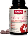 Jarrow Formulas® Methyl B-12 Tablets, 500 mg, Dietary Supplement for Cellular Energy Production and Brain Health Support, 100 Cherry Flavor Chewable Tablets, 100 Day Supply
