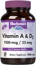 Bluebonnet Nutrition Vitamin A & D3 25,000 IU/1,000 IU from Deep Sea, Cold Water, Fish Oil - For Eye Health & Immune Function* - Gluten Free - Dairy Free - Molecularly Distilled - 100 Softgel/Servings