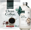 Natural Force Organic Clean Coffee + Creamy Vanilla MCT Oil Bundle – Flavored MCT Creamer & Mold & Mycotoxin Free Coffee – Non-GMO, Keto, Paleo, and Vegan - 12 Oz Bag and 16 Oz Glass Bottle