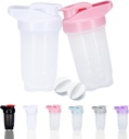 Shaker Bottle Protein Shakes Cup and 10-Ounce/300ML Shaker Bottle with Whisk Balls, Protein Shakers Bottles Set,Non-BPA plastic(White+Pink(2PCS))