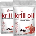 2 Pack Antarctic Krill Oil Supplement, 1000mg Per Serving, 120 Soft-Gels Each, Rich in Omega-3s, EPA, DHA & Astaxanthin, Supports Brain Health, Premium Krill Oil Capsules Liquid Softgels