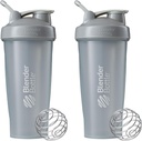 BlenderBottle Classic Shaker Bottle Perfect for Protein Shakes and Pre Workout, 28-Ounce (2 Pack), Pebble Grey