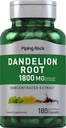 Piping Rock Dandelion Root Capsules | 1800mg | 180 Count | Herbal Supplement | Concentrated Extract | Gluten Free, Non-GMO