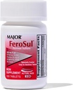 Major Ferosul - Ferrous Sulfate 325mg Tablets with 65mg of Elemental Iron - Iron Supplement for Women, Men - Red - 100 Count