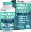 4-in-1 Calcium Supplements for Women and Men - Calcium with Vitamin D3 K2 5000 IU Supplement, 601mg per Serving - Gluten-Free, Vegan-Friendly (120 ct)