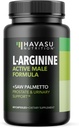 L-Arginine 500mg and Saw Palmetto 500mg - Nitric Oxide and Prostate Health Supplements for Men - 60 Count - Endurance and Urinary Tract Function Support - 1 Month Supply - Vegan, Non-GMO Capsules