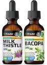BIO KRAUTER Milk Thistle Tincture 2 Fl. Oz. & Bacopa Tincture 2 Fl. Oz.