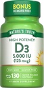 Nature's Truth Vitamin D3 5000 IU Softgels | 130 Count | High Potency | Non-GMO & Gluten Free Supplement