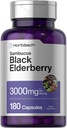 Horbäach Black Elderberry | 3000mg Capsules | 180 Count | Non-GMO, Gluten Free | Sambucus Extract Supplement