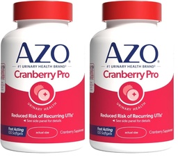 AZO Cranberry Pro Urinary Tract Health Supplement 600mg PACRAN, 1 Serving : More Than 1 Glass of Cranberry Juice, Sugar Free Cranberry Pills, Non-GMO 100 Softgels (Pack of 2)