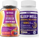 NEVISS Prebiotic Fiber 7G Gummies for Adults + Melatonin 60mg for Adults Bundle