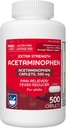 Rite Aid Extra Strength Acetaminophen, 500mg - 500 Caplets | Pain Reliever & Fever Reducer for Migraines, Joint Pain, Muscle or Back Pain, and Menstrual Pain
