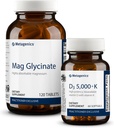 Metagenics Essential Wellness Duo: D3 5,000 + K - Immune Support, Bone and Heart Health - 60 Softgels & Highly Absorbable Magnesium Glycinate for Muscles and Nervous System Support - 120 Tablets