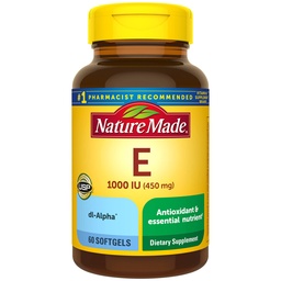 Nature Made Vitamin E 450 mg (1000 IU) dl-Alpha Softgels, 60 Count for Antioxidant Support (Pack of 3)