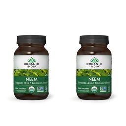 ORGANIC INDIA Neem Herbal Supplement - Supports Skin, Immune, & Liver Health, Detox, Healthy Inflammatory Response, Vegan, Gluten-Free, USDA Certified Organic - 90 Capsules, 2 Pack