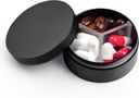 Small Pill Case 3 Compartments, Metal Round Portable Pill Box, Waterproof Travel Pill Organizer, Pocket Purse Medicine Vitamin Holder EDC Container (Black)