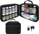 Large Padded Pill Bottle Organizer, Medicine Bag, Case, Carrier for Medications, Vitamins, and Medical Supplies - Travel Medicine Organizer and Home Storage Med Bag - Black (with TSA Lock)