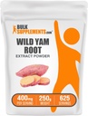 BulkSupplements.com Wild Yam Extract Powder - from Root, Herbal Supplement, Wild Yam Supplement - Gluten Free, 400mg per Serving, 250g (8.8 oz) (Pack of 1)