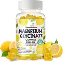Magnesium Glycinate Gummies 2500mg - Sugar Free Magnesium Potassium Supplement with Vitamin D, B6, CoQ10 for Calm Mood & Sleep Support - 90 Lemon Gummies