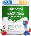 Organic Greens & Reds Superfood Powder | Mixed Berry Flavor | 25+ Super Fruits & Veggies, Beets, Prebiotics | Energizing, Antioxidant-Rich, Keto-Friendly Smoothie Mix | 35 Servings