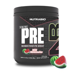 NutraBio STIM-Free PRE Workout for Men, New Formula | Laser Focus, Extreme Pumps | Performance, Endurance | 10g Citrulline, Beta Alanine, Nitrates, Nootropics, Electrolytes - 20 Servings Watermelon