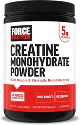 Force Factor Creatine Monohydrate Powder, 5g Micronized Dose to Support Muscle Growth, Strength, Recovery, Cognitive Health & Memory, Unflavored, 60 Servings