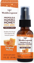 Wedderspoon Propolis and Manuka Honey Throat Spray, Original Honey, 1 Fl Oz (Pack of 1), Sore Throat Relief, Natural Immune Support
