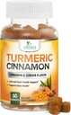 Turmeric Curcumin Supplement Gummies - 95% Curcuminoids with Turmeric Ginger, Black Pepper for Best Absorption, Nature's Vegan Joint Support, Non-GMO, Gluten Free, Tasty Cinnamon Flavor - 60 Gummies