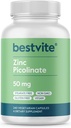 BESTVITE Zinc Picolinate 50mg (240 Vegetarian Capsules) - No Stearates - Vegan - Non GMO - Gluten Free