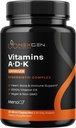 High Absorption ADK Vitamin Supplement - Vegan Vitamin D3 K2 MK7 & A for Calcium Regulation Plus Bone Heart Thyroid & Immune Support - Vitamin ADK with 5000IU D3 Non GMO & Gluten Free (1 Months)
