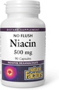 Natural Factors No Flush Niacin 500 mg, 90 Tablets