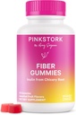 Pink Stork Prenatal Fiber Gummies for Women - 3g Prebiotic Inulin from Chicory Root - Natural Pregnancy & Postpartum Stool Softeners for Constipation & Digestive Health - 60 Vegan Fiber Chews