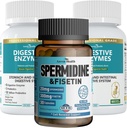 Spermidine & Fisetin Longevity Bundle: 20mg Spermidine + 300mg Fisetin + Digestive Enzymes for Gut Health – Aging Defense, Cell Renewal, & Digestive Relief for Men & Women