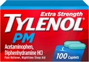 Tylenol PM Extra Strength Nighttime Pain Reliever & Sleep Aid Caplets, 500 mg Acetaminophen & 25 mg Diphenhydramine HCl, Relief for Nighttime Aches & Pains, Non-Habit Forming, 100 ct