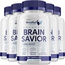 (5 Pack) Mindful Wellness Advanced Brain Savior Capsules Pills, Brain Savior Mind Boost Supplement for Cognition and Focus, Brain Savior Reviews, Mindful Wellness Brain Pill Supplement (300 Capsules)