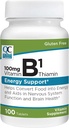 Quality Choice Vitamin B1 Thiamin 100 mg Energy Support, Nervous System Function, & Brain Health Vitamin Supplement Tablets, 100 Count Bottles