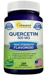 aSquared Nutrition Quercetin 500mg Supplement - 200 Capsules - Quercetin Dihydrate to Support Cardiovascular Health - Max Strength Powder Complex Pills to Help Improve Immune Response